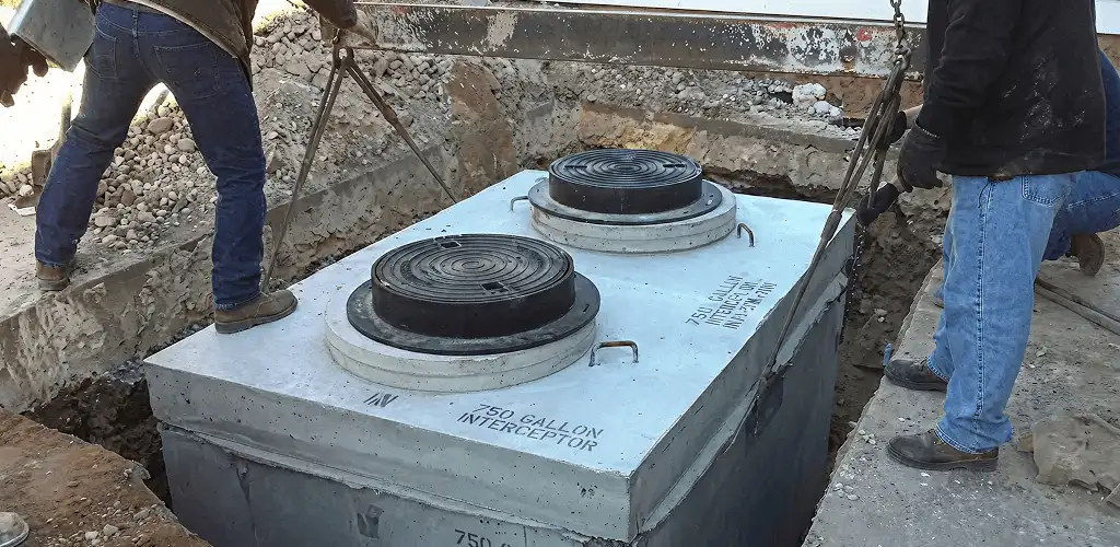 Grease trap installation for a commercial property drainage system in Kansas City, MO