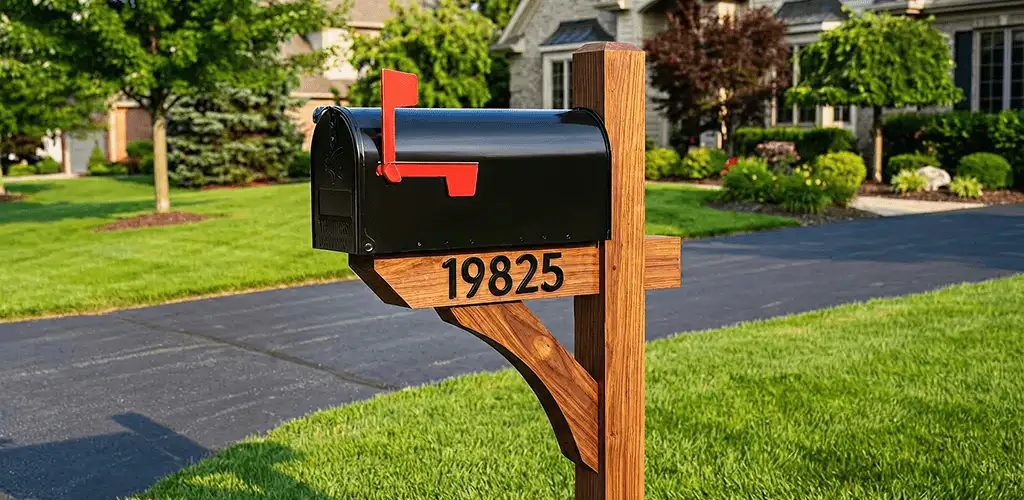 New mailbox installation with post and address number for a home in Kansas City, MO